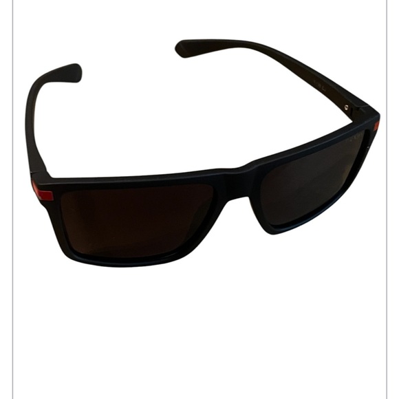 Prada PS 02ZS Men's Rectangular Polarised Sunglasses Black/Red - Picture 10 of 15